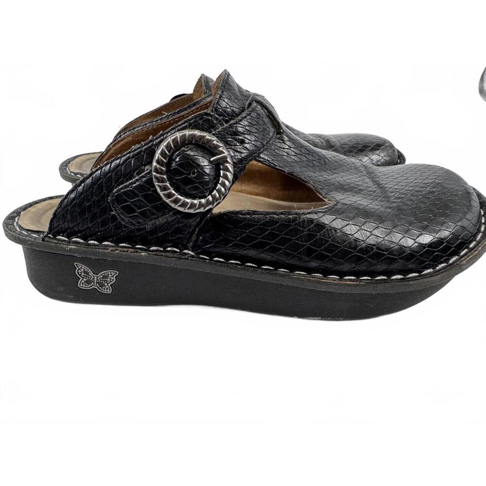 Alegria ALG-231 Black Snake Print Leather clog mule size 38 US Size 8/8.5
